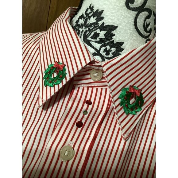 Vintage Mili Designs Stripe Button Down Christmas Shirt Size: XL - Picture 7 of 11